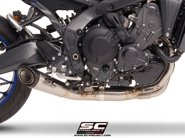 YAMAHA MT-09 (2024 - 2025) with SC-Project S1 stainless steel exhaust, detail view