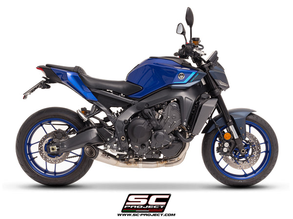 YAMAHA MT-09 (2024 - 2025) with SC-Project S1 stainless steel exhaust, side view