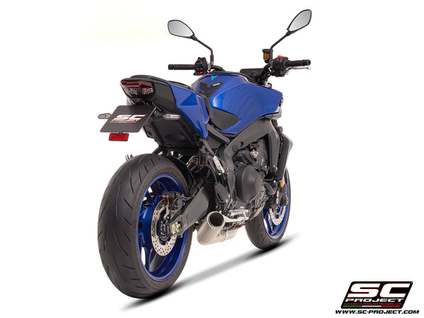 YAMAHA MT-09 (2024 - 2025) with SC-Project CR-T titanium exhaust, rear view
