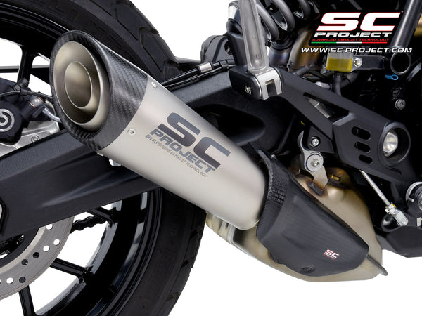 Ducati Scrambler 800 with SC-Project S1 titanium exhaust, detail view