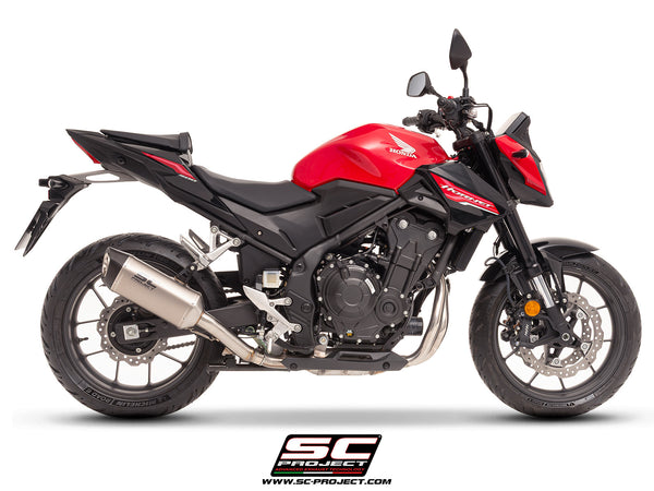 Honda CB500 Hornet with SC-Project SC1-S titanium exhaust, side view