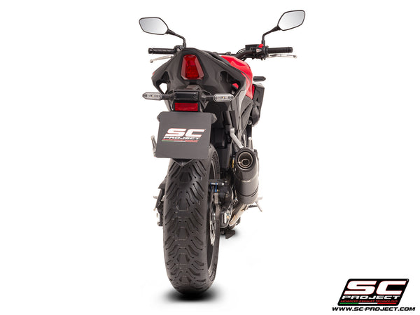 Honda CB500 Hornet with SC-Project Oval carbon exhaust, back view