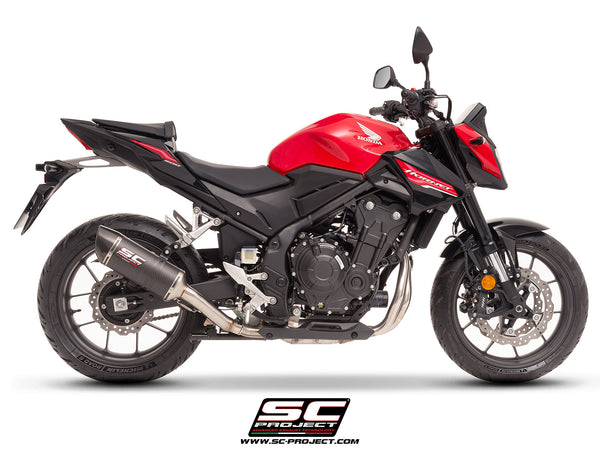 Honda CB500 Hornet with SC-Project Oval carbon exhaust, side view