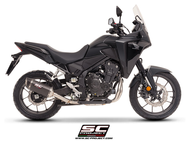 Honda NX500 with SC-Project SC1-S carbon exhaust, side view