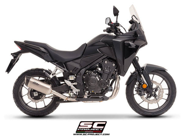 Honda NX500 with SC-Project SC1-S titanium exhaust, side view