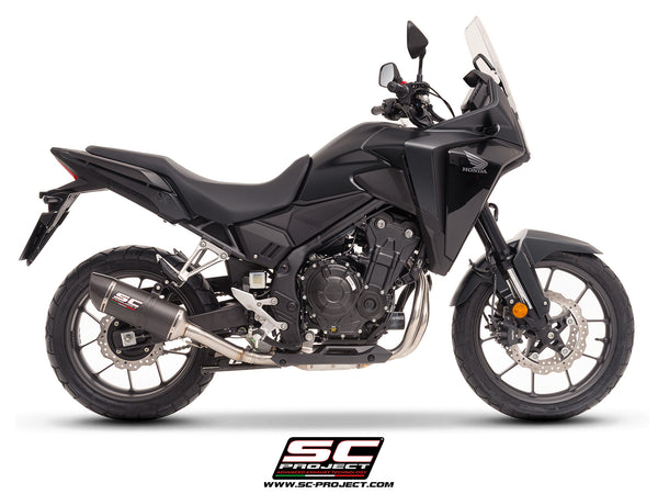 Honda NX500 with SC-Project Ovaal carbon exhaust, side view