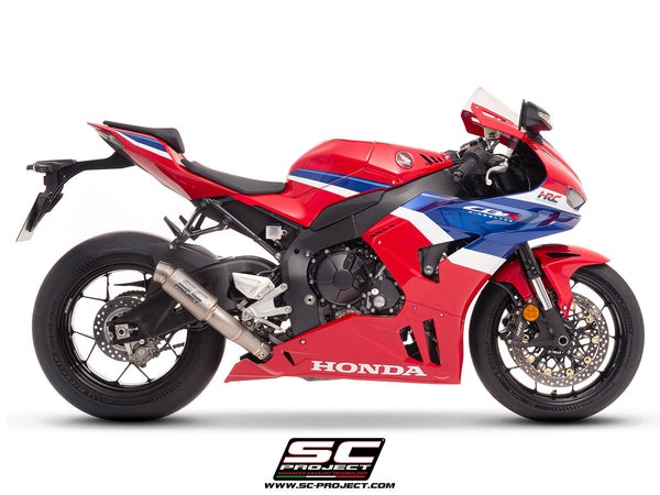 Honda CBR1000RR-R 2025 with SC-Project GP70-R titanium exhaust, side view