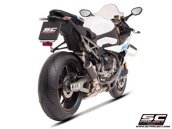 BMW S 1000 RR with SC-Project CR-T carbon exhaust, with stoneguard grid, rear view