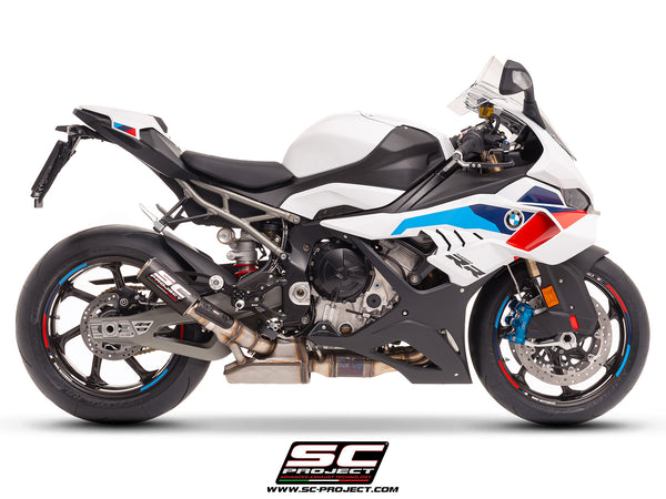 BMW S 1000 RR with SC-Project CR-T carbon exhaust, with stoneguard grid, side view