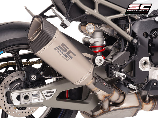 BMW S 1000 RR with SC-Project SC1-R titanium exhaust, detail view