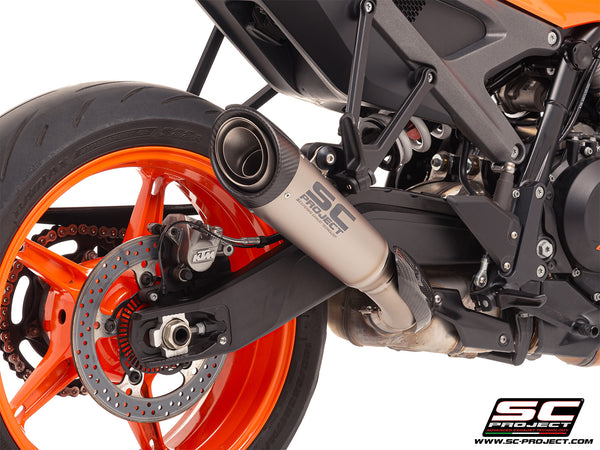KTM 990 Duke with SC-Project S1 titanium exhaust, detail view