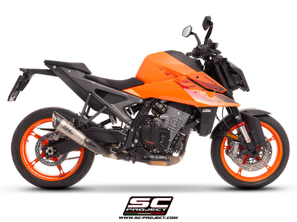 KTM 990 Duke with SC-Project S1 titanium exhaust, side view