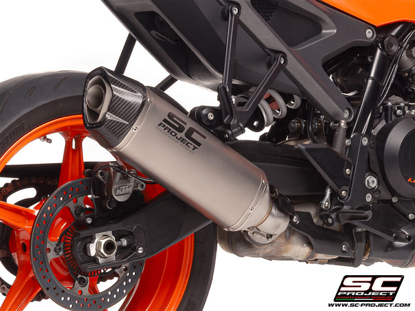 KTM 990 Duke with SC-Project SC1-X titanium exhaust, detail view