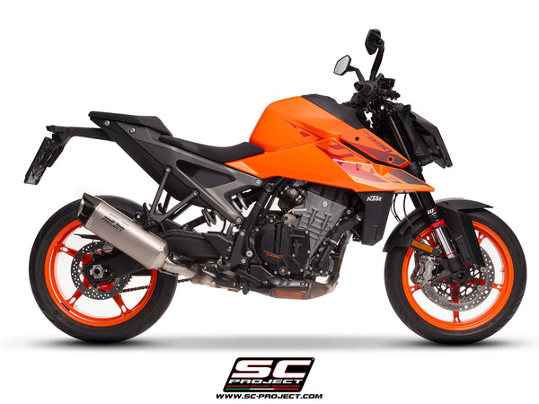 KTM 990 Duke with SC-Project SC1-X titanium exhaust, side view