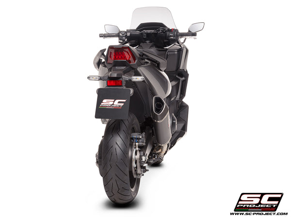 Honda Forza 750 with SC-Project SC1-R carbon exhaust, back view
