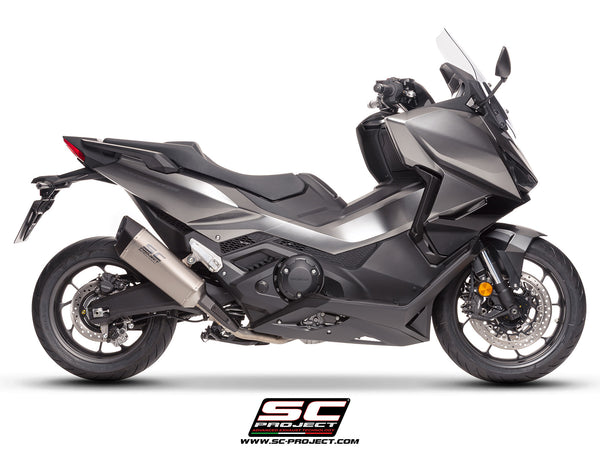 Honda Forza 750 with SC-Project SC1-R titanium exhaust, side view