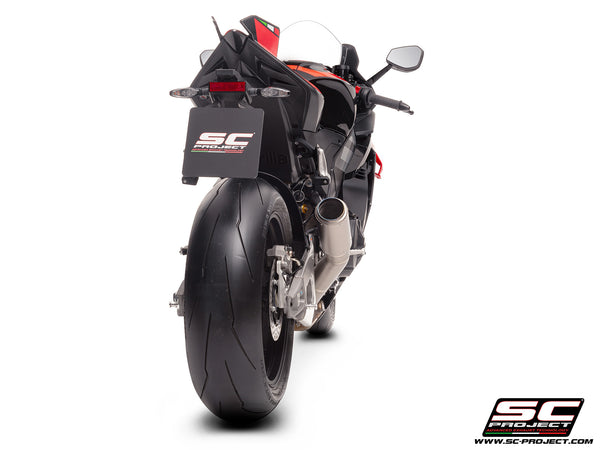 Aprilia RSV4 with SC-Project CR-T  titanium exhaust, back view