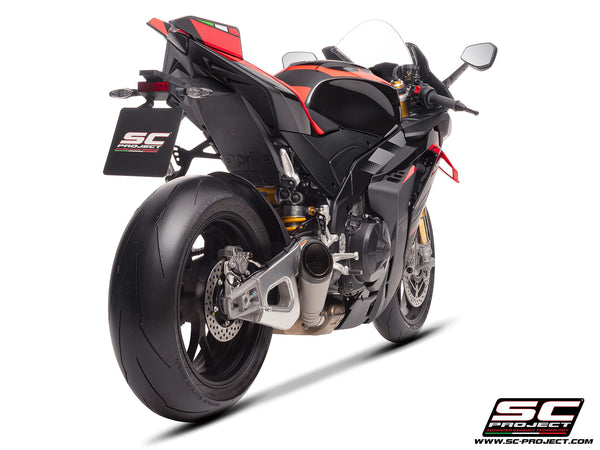 Aprilia RSV4 with SC-Project S1 titanium exhaust, rear view
