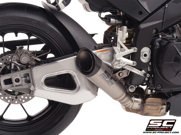 Aprilia RSV4 with SC-Project S1 titanium exhaust, detail view