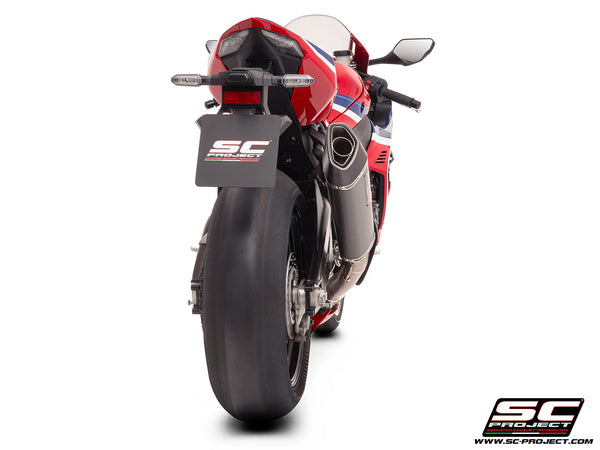 Honda CBR1000RR-R with SC-Project SC1-R (350mm) carbon fibre exhaust, back view