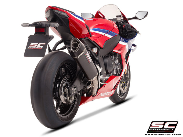 Honda CBR1000RR-R with SC-Project SC1-R (350mm) carbon fibre exhaust, rear view