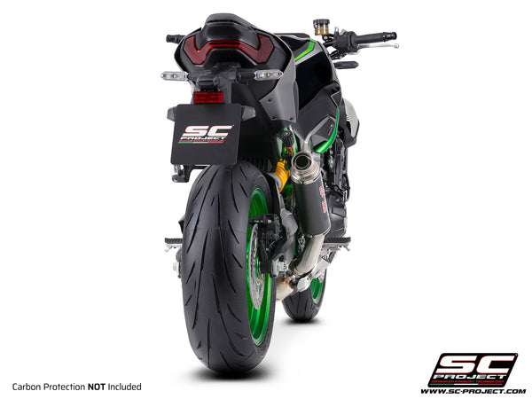 Kawasaki Z900 with SC-Project GP-M2 carbon fibre exhaust, back view