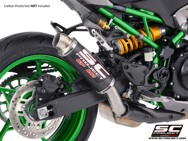 Kawasaki Z900 with SC-Project GP-M2 carbon fibre exhaust, detail view