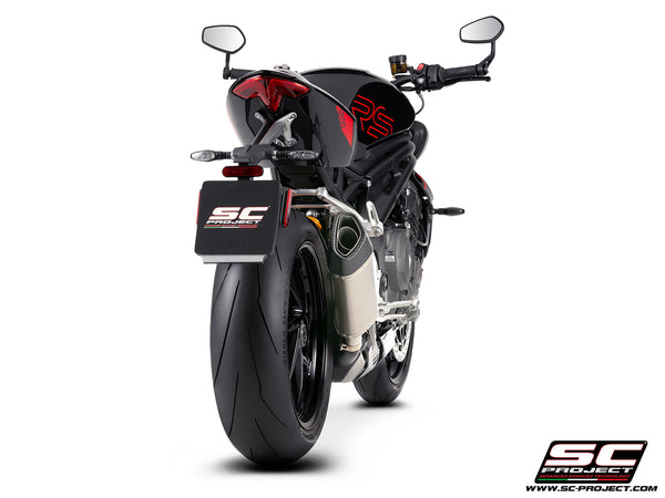 Triumph Street Triple 1200 RS with SC-Project SC1-R GT titanium exhaust, back view