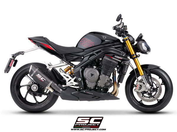 Triumph Street Triple 1200 RS with SC-Project SC1-R GT carbon fibre exhaust, side view