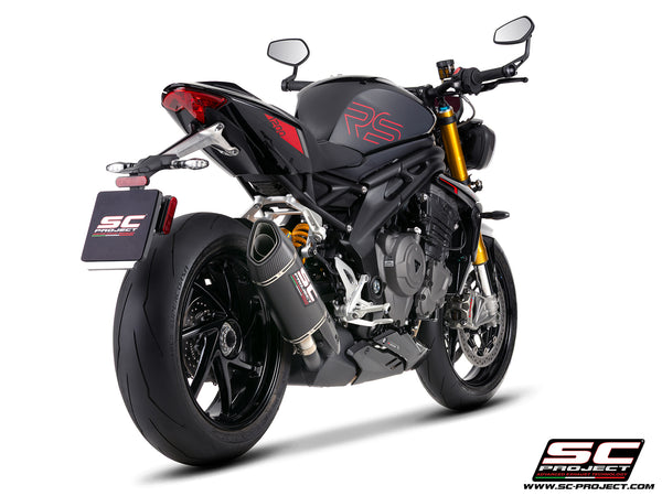 Triumph Street Triple 1200 RS with SC-Project SC1-R GT carbon fibre exhaust, rear view