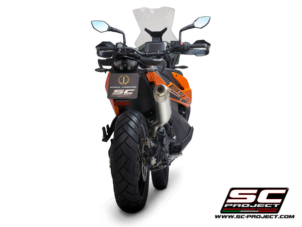 KTM 890 Adventure R with SC-Project Rally Raid titanium exhaust, back view