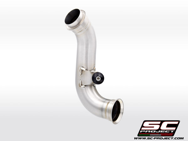 KTM 890 Adventure R with SC-Project De-cat link pipe stainless steel titanium exhaust, side view