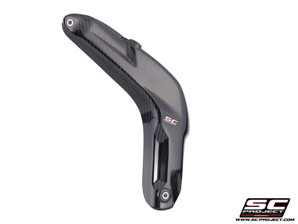 Honda CBR600RR with SC-Project Carbon fibre heat shield protection, 3/4 front view