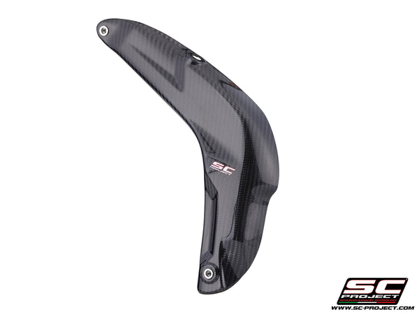 Honda CBR600RR with SC-Project Carbon fibre heat shield protection, 3/4 rear view