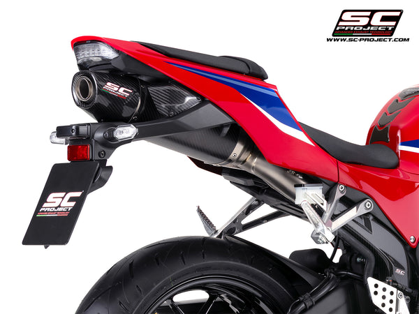 Honda CBR600RR with SC-Project SC-RR carbon fibre exhaust, detail view