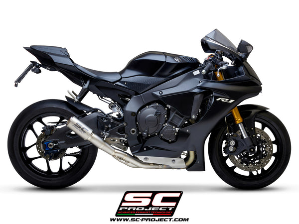 Picture of CR-T carbon fibre exhaust, with stoneguard grid, with de-cat link pipe