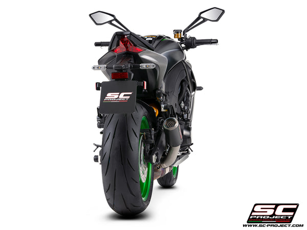 Picture of CR-T carbon fibre exhaust, with stoneguard grid