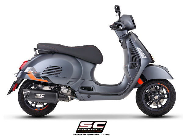 Vespa GTS 310 SuperSport with SC-Project Tourer titanium matt black exhaust, side view