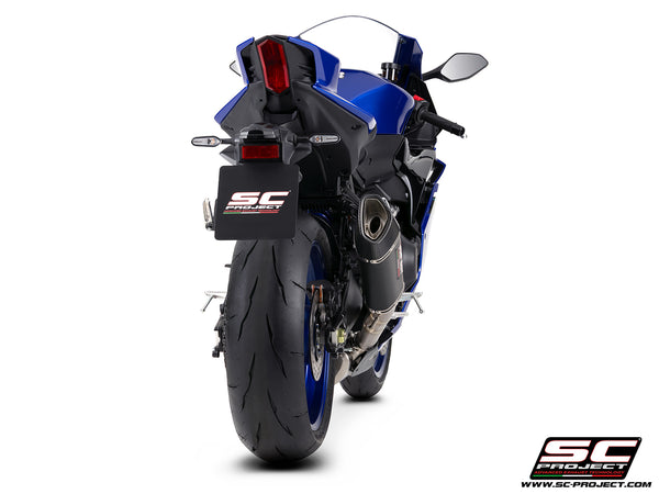 Yamaha R9 with SC-Project full exhaust system stainless steel, with SC1-R carbon fibre exhaust, back view