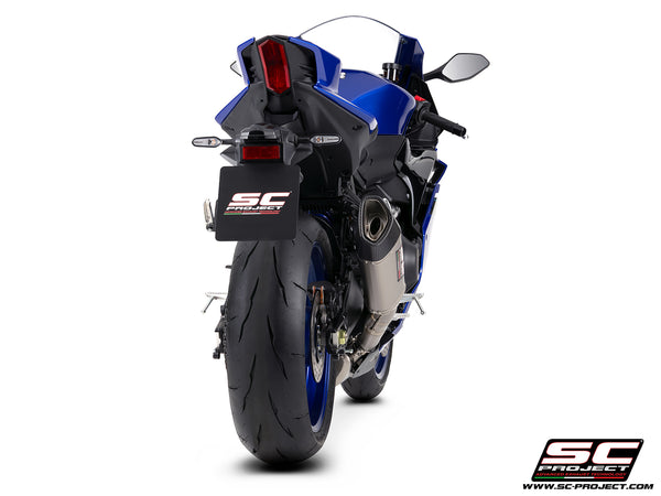 Yamaha R9 with SC-Project full exhaust system stainless steel, with SC1-R titanium exhaust, back view