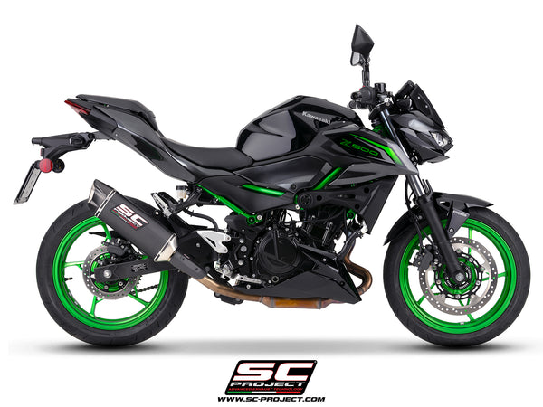 Kawasaki Z500 with SC-Project SC1-X carbon fibre exhaust, side view