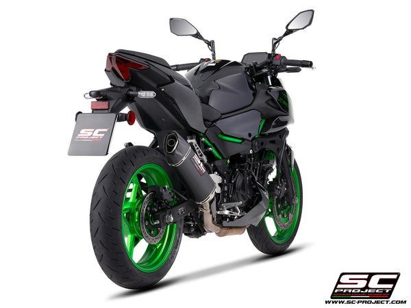 Kawasaki Z500 with SC-Project SC1-X carbon fibre exhaust, rear view