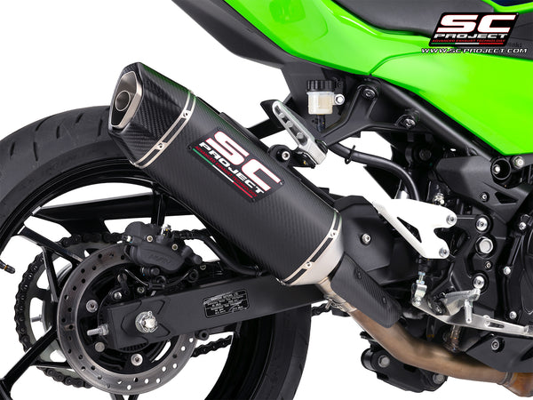 Kawasaki Ninja 500 with SC-Project SC1-X carbon fibre exhaust, detail view