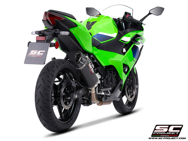 Kawasaki Ninja 500 with SC-Project SC1-X carbon fibre exhaust, rear view