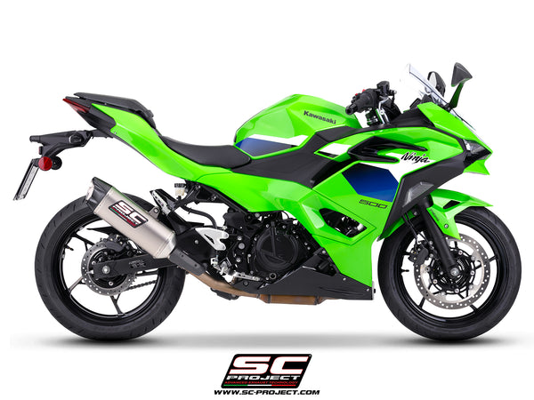 Kawasaki Ninja 500 with SC-Project SC1-X titanium exhaust, side view