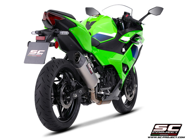 Kawasaki Ninja 500 with SC-Project SC1-X titanium exhaust, rear view