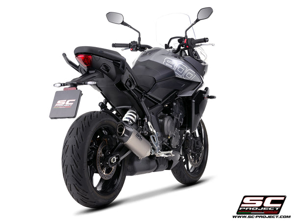 Triumph Tiger Sport 800 with SC-Project SC1-X titanium exhaust, rear view