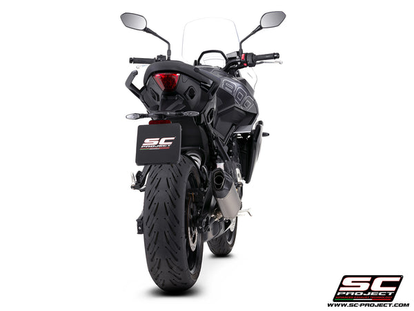 Triumph Tiger Sport 800 with SC-Project SC1-X titanium exhaust, back view