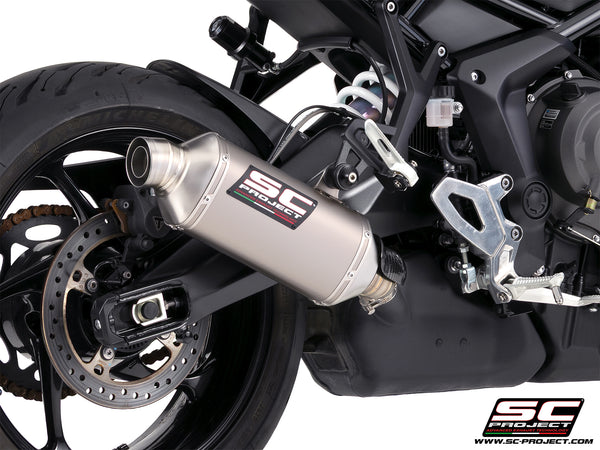 Triumph Tiger Sport 800 with SC-Project Rally Raid titanium exhaust, detail view