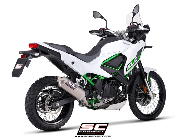 Kawasaki KLE 500 with SC-Project Rally Raid titanium exhaust, 3/4 rear view